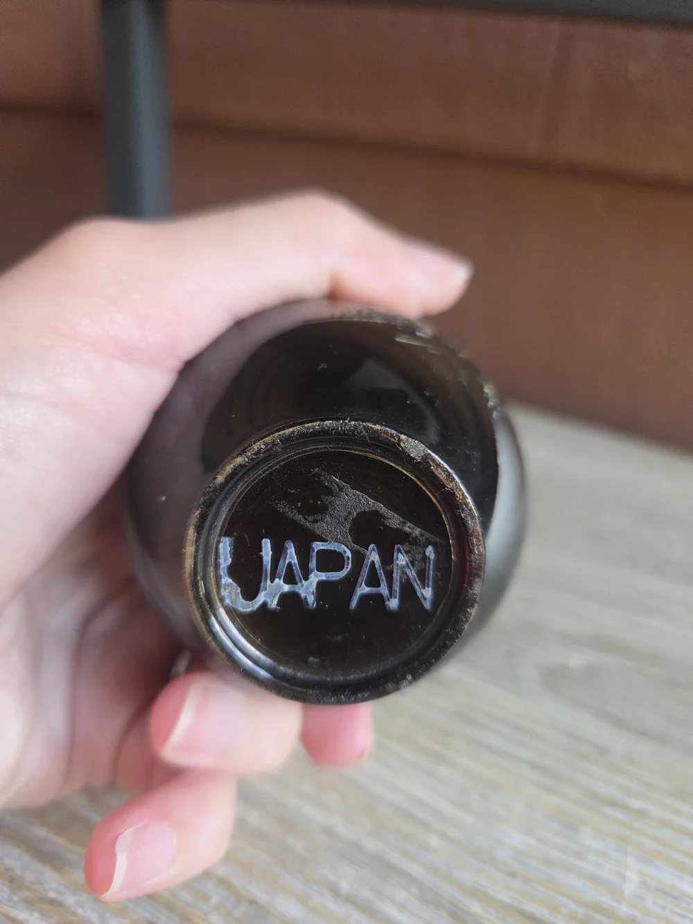 Vintage Japanese Chokin style Bud Vase Black Enamel Brass 6.5